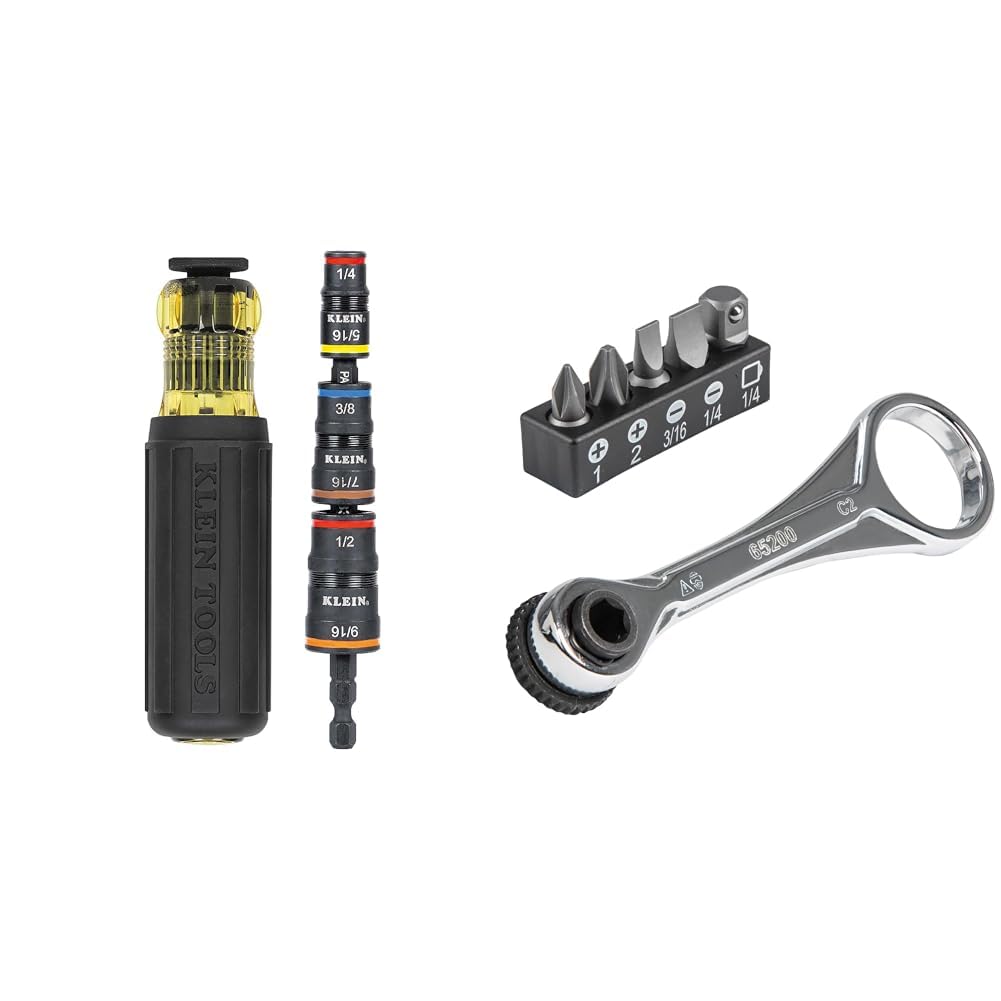 Klein Tools Impact Driver 7-in-1 Flip Socket Set with Handle and 5