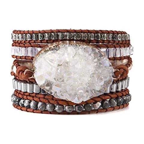 YGLINE Natural Stone Bracelet 5 Wraps Bracelet Handmade Boho Bracelet for Women Bracelet Cover