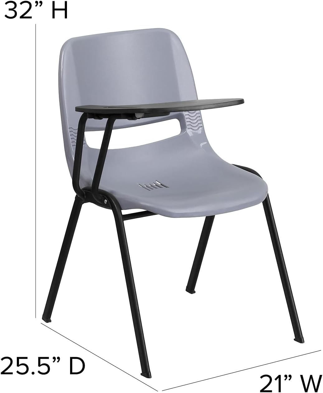 Flash Furniture HERCULES 5 Pack Gray Ergonomic Shell Chair with Right Handed Flip-Up Tablet Arm