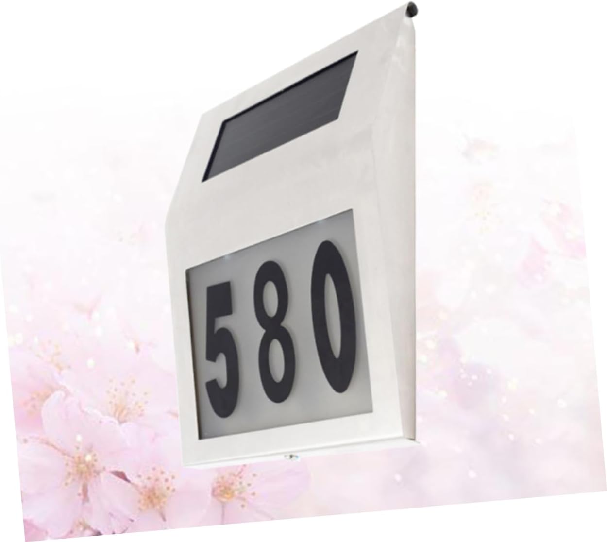 Lurrose 2pcs Led Solar Lighted Address Sign Stainless Steel Cover Easy Install Wall Lamp Outdoor House Numbers for Street