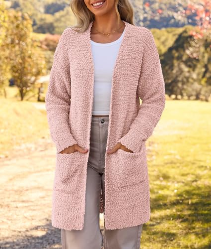 Image of MEROKEETY Women's Long Sleeve Soft Chunky Knit Sweater Open Front Cardigans Outwear Coat