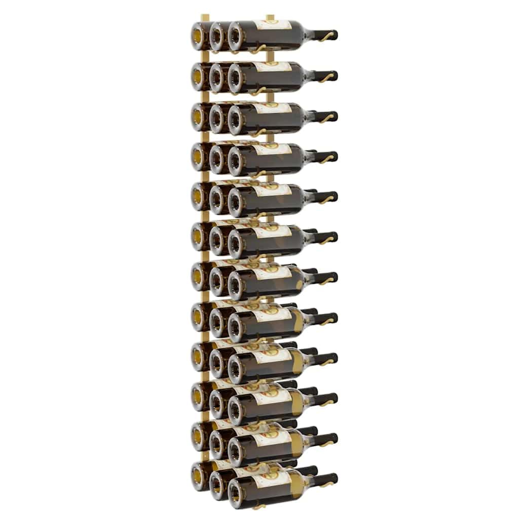 Wand-Weinregal aus goldenem Eisen für 36 Flaschen, Flaschenregal mit Montagezubehör, Getränkeregal für Küche, Esszimmer, Bar, Keller, Speisekammer, Lagerung und Ordnung