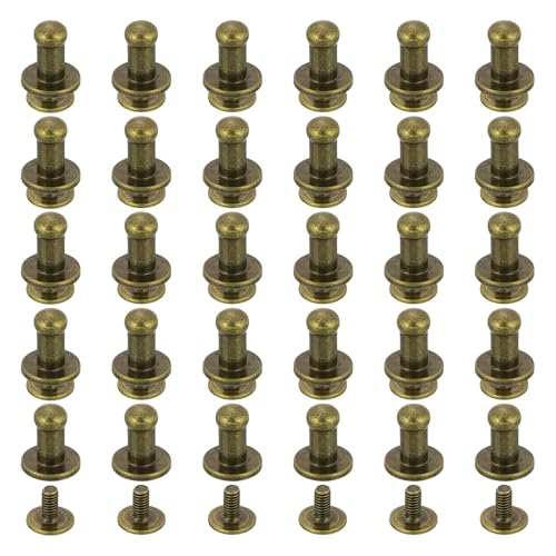 uxcell 30Pcs 5mm Chicago Screws Round Head Button Leathercraft Rivets for DIY Leather Crafting Decoration Handbag Shoes Belt Repair, Bronze