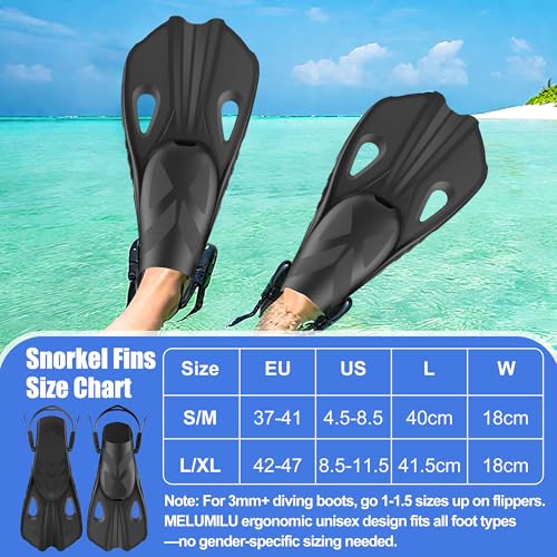 Aletas de snorkel ajustables para adultos, talla L/XL, diseño de talón abierto para buceo y natación miniatura 6