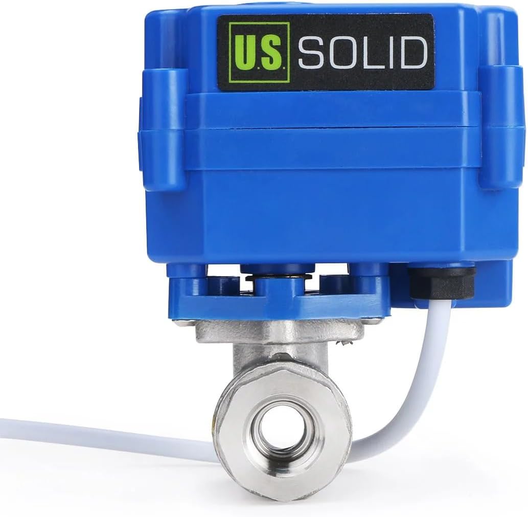 U.S. Solid Motorized Ball Valve- 1/4" NSF Certified 304SS Ball Valve with Full Port, 9-24V AC/DC and 2 Wire Auto Return Setup