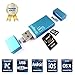 IMEEK SD TF Card Reader with Lightning Micro USB Connector, External Storage Memory Expansion for iPhone/iPad/Android phones/Mac/PC - Blue