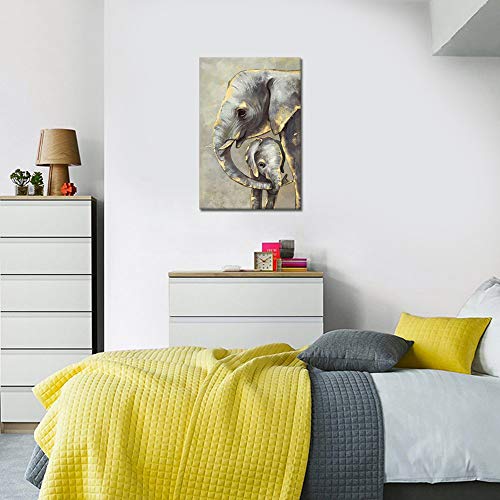 Sechars Elephant Canvas Wall Art Mom And Baby Elephants Painting Art Prints Animal Picture Wall Decor Vintage Famrhouse Living Room Decoration #TOP4