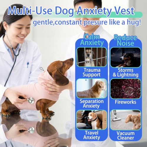 Image of MIGOHI Dog Anxiety Shirt | Breathable Calming Vest for Medium Dogs,Anxiety Jacket for Dogs Vet Visit,Travel, Separation,Fireworks,Storms,Dog Vest for Anxiety to Stop Panting & Hiding,Pink,L