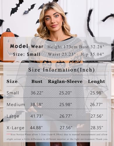 Image of Women's Fair Isle Sweaters Long Sleeve Crew Neck Loose Casual Halloween Pullover Sweater Black Small