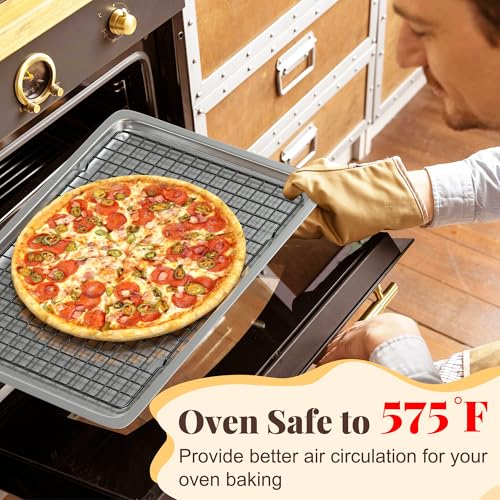 Cooling Racks for Cooking and Baking - 2 PCS 10" x 15" Grid Wire Baking Rack for Oven Cooking, Baking, Grilling, Roasting - Dishwasher Safe Bacon Rack - Fits Jelly Roll Cookie Sheet Pan #4