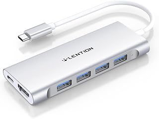LENTION USB-C Multi-Port Hub with 4K HDMI Output, 4 USB 3.0, Type C Charging Compatible 2023-2016 MacBook Pro, New Mac Air & Surface, Chromebook, More, Stable Driver Adapter (CB-C35, Silver)