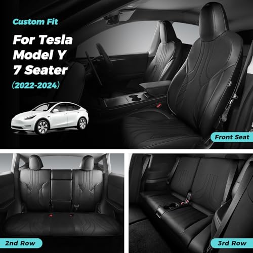 Image of Custom for Tesla Model Y Seat Covers 2022-2024 Black
