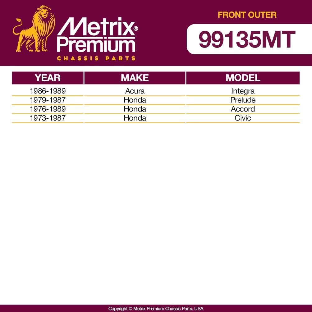 Metrix Premium Chassis Parts - 2 PC Front Outer Tie Rod End Kit Fits 1986-1989 Acura Integra, 1979-1987 Honda Prelude, 1976-1989 Honda Accord, 73-87 Honda Civic, Replacement ES2095R, Made in Europe