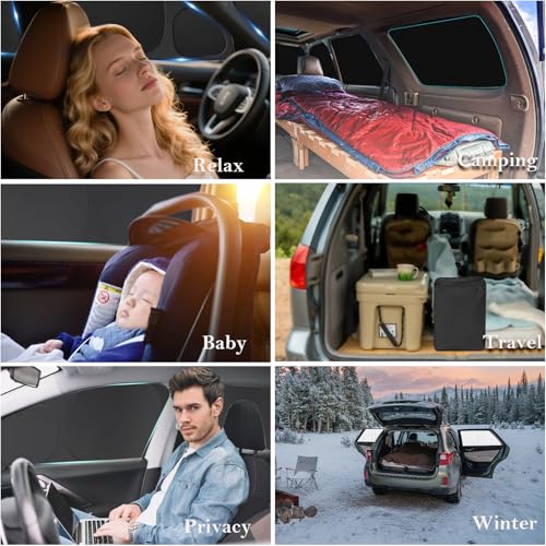Image of KMF Windshield Sun Shade Replacement for Ford Escape Accessories 2020-2024, Side Window Sun Shade Cover Sun Visor Shield Cover, Rear Window Sunshade for Camping /Baby UV Block and Privacy Protect