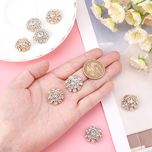 GORGECRAFT 2 Colors 8PCS Rhinestone Shank Buttons Crystal Flower Shape Rhinestone Button Clothes DIY Jewelry Decoration for Crafts Wedding Party Bouquet Sew on Clothing (Brass) - Image 3