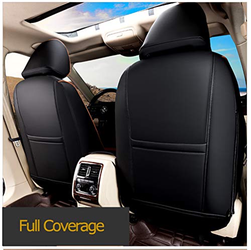 Image of EKR Rav4 Seat Covers Custom Fit for Toyota Rav4 2016 2017 2018(Hybrid) LE,SE,XLE,Limited, Leather Car Seat Cover Full Set for SUV,Faux Leather(Black with Red Trim)