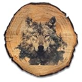 DRO Design Wolf - Größe 45cm - Rustikales Wandbild im Vintage Look – Holzoptik Wanddeko mit Motiv für Wohnzimmer und Flur – Geschenkidee für Tierliebhaber, Wandgemälde