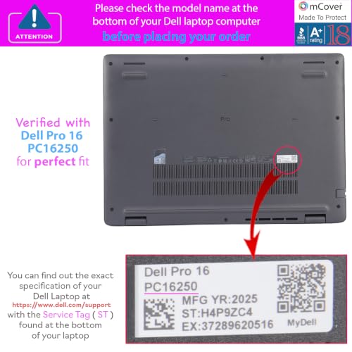 Protector Dell Pro 16 PC16250 mCover funda verde rígida antipolvo laptop Windows de 16 pulgadas 5