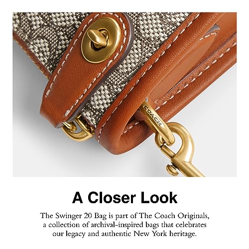 COACH Mini Signature Jacquard Swinger 20, Cocoa Burnished Amb4