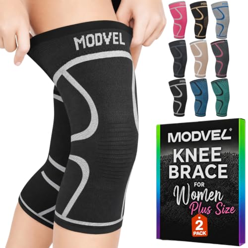 Image of Modvel 2 Pack Knee Brace for Women - Knee Support for Walking, Knee Compression Sleeves for Pain Relief, Knee Sleeves for Women, Knee Brace for Sports, Workouts & Arthritis