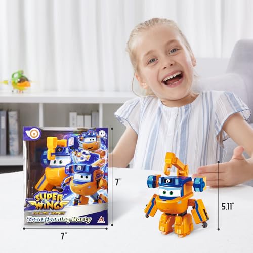 Super Wings Transformable Toys, 5 in Marty Airplane Transforming Figures, 2 in 1 Mode Rescue Bots Action Figure for 3-5 Year Old Boys Girls, Fun Plane Toys for Toddlers Kids Age 3 4 5 6 7