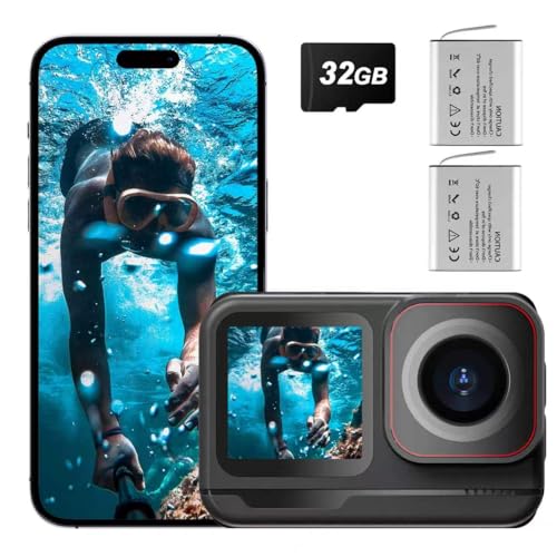 Cámara de acción impermeable 5K, cámara subacuática de metal desnudo, cámara deportiva de pantalla táctil dual de 24 MP, estabilización EIS de 6 ejes, WiFi, baterías duales, micrófono interno para