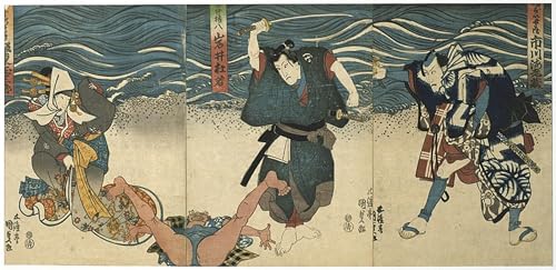 Cuadro pintura murales decor escena de teatro de Utagawa Kunisada 60x90cm