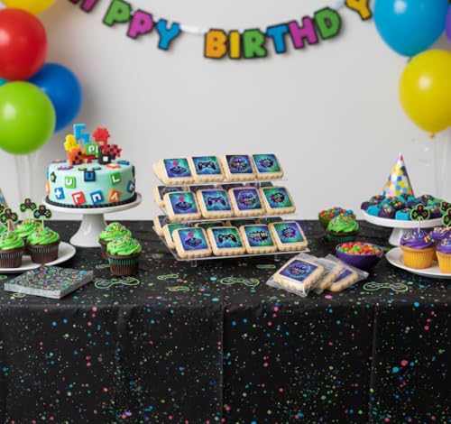 Image of Video Game Cookies Gamer Theme Party Favors | Individually Wrapped 24 Pack Video Gaming Themed Cookie | Birthday Treats for Kids and Adults Boys Girls Teens