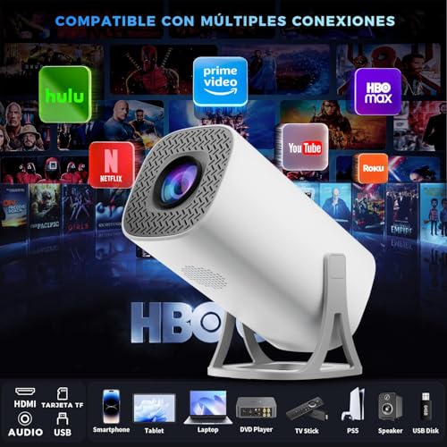 Image of BIGASUO Auto Keystone Mini Portable Projector, 4K /150 ANSI Smart Projector with WiFi 6, BT 5.4, 130 Inch Screen, Built-in Android Operating System 11.0, Compatible with iOS /Android /PC /PS4 /PS5 (BG65)