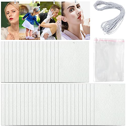 ArtCute 101Pcs Air Freshener Sublimation Blanks Kit Car Scented Hanging Sheets DIY Felt Sublimation Blank Air Freshener Sheet for Car and Home with Elastic Rope and Self-Seal Bags (Rectangle)