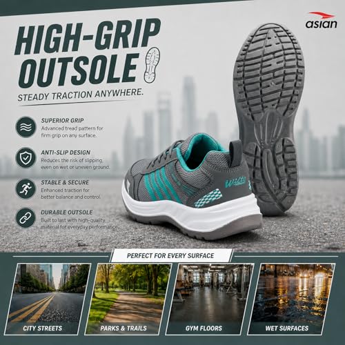 Image of ASIAN Wonder-21 Men's Running Shoes | Lace-Up Shoes with Lightweight Mesh Upper | Cushioned Comfort & Durable Grip for Daily Use