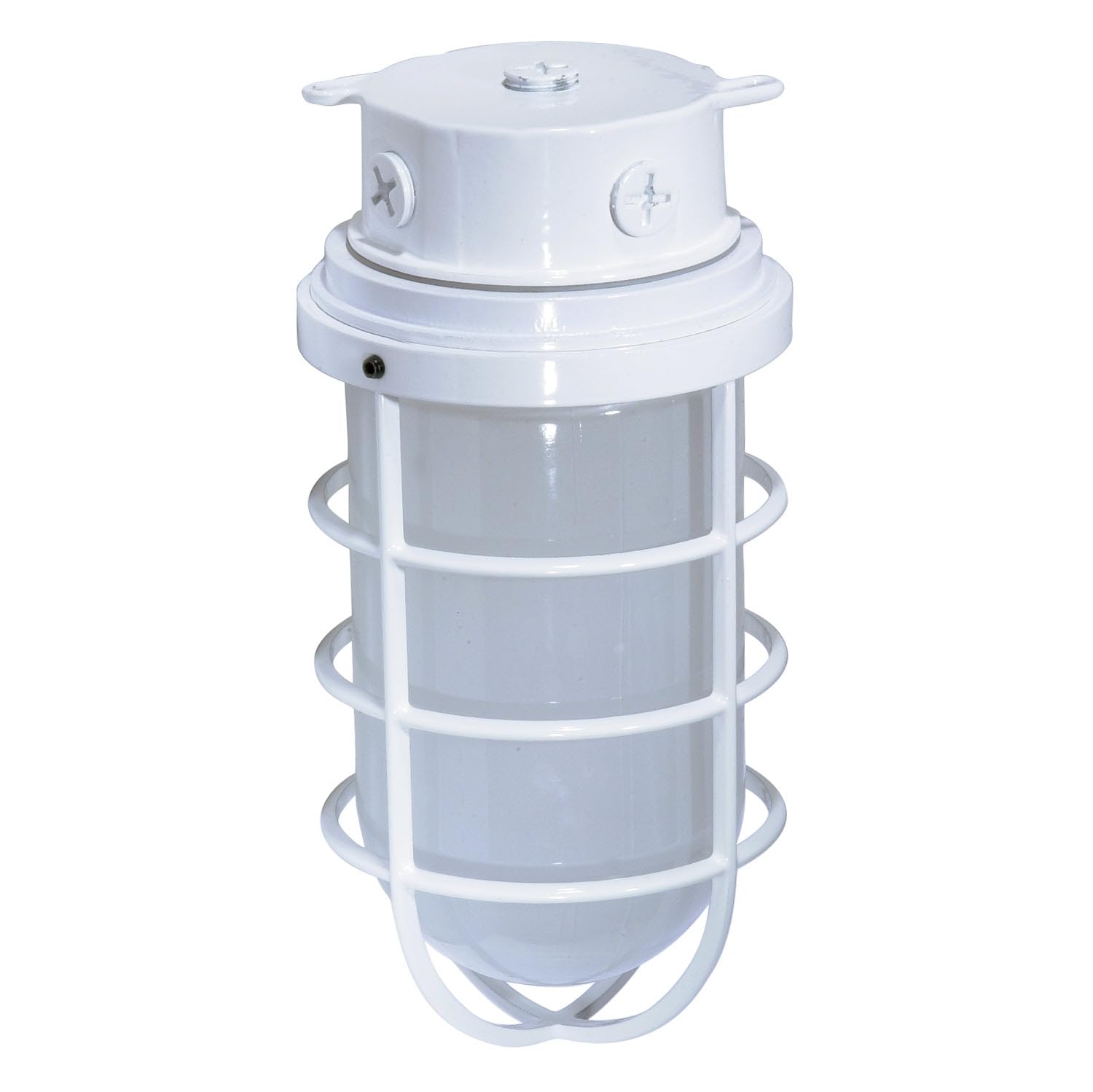 Nuvo Lighting SF76/618 Industrial Style Large Heavy Duty Aluminum Durable Outdoor Close to Ceiling Porch and Patio Light with Frosted Glass, White, Large