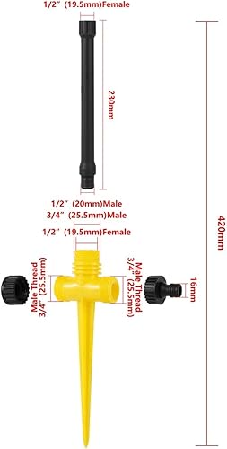 Miniatura 2 de Boquilla de riego giratoria de 360 grados, rosca macho de 12 pulgada, rociador de rotación automática, jardín, parque, césped, flores, riego vegetal