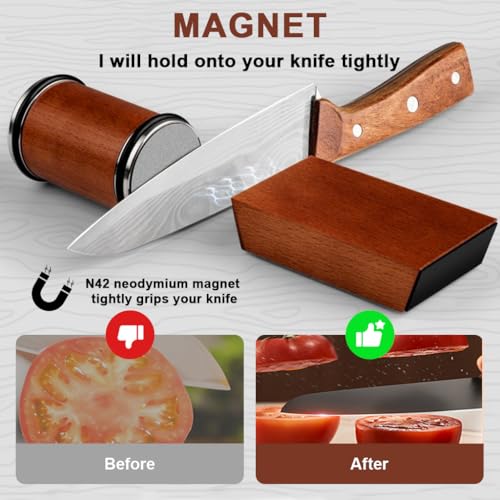 Image of Supvox 2Pcs Knife Sharpener Tool, Dual 400 /1000 Grit Diamond Wheels with Strong Magnetic Base, Utility Chef Knife Sharpener, Manual Roller Sharpening Tool