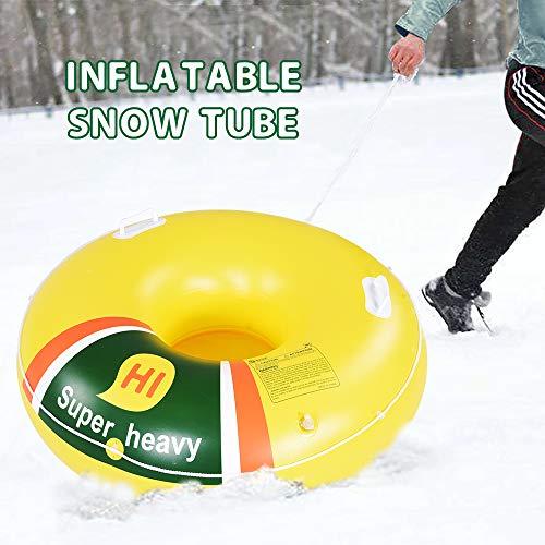 HIWENA Super Heavy Duty Snow Tube, Inflatable Snow Sled for Kids and Adults, Thicken 0.75mm Thick Material Winter Sport Tube(41 in)