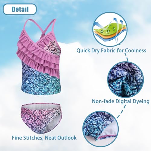 Image of Girls Tankini Swimsuits Two Piece Bathing Suit Hawaiian Ruffle Swimwear Set for Kids Girls 3-16 Years