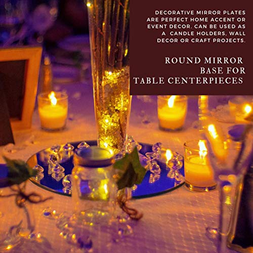 12 Inch Round Mirror Candle Plate Set - Box Of 12 Mirror Trays - Rounded Edge - Round Mirror Base For Table Centerpieces, Wall Décor, Crafts #TOP5