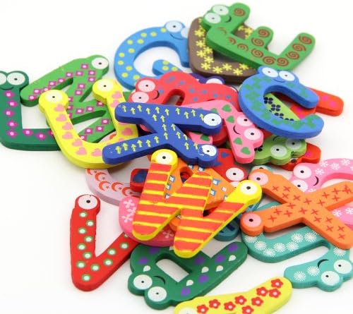 Kathson 1 Sets Kids Toys Colorful Wooden Refrigerator Magnet Alphabet A-Z Letters 26Pcs