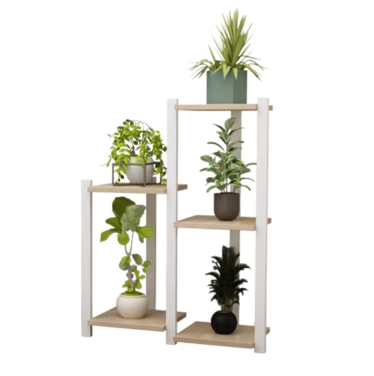 MHbdfsxz Plant Shelf For Multiple Plants Wood Plant Shelves Flower Holder Multifunction Pot Stand Home Garden Flower Stand For Patio(B)