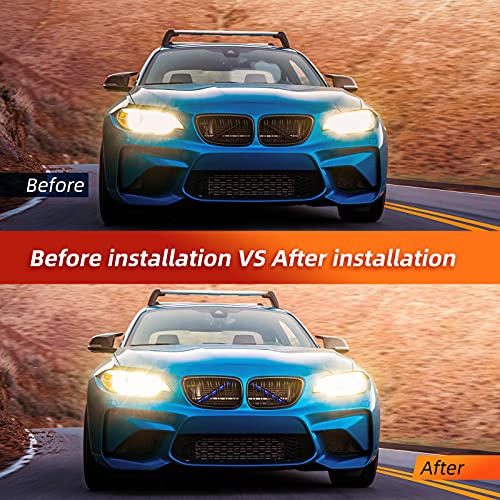 Image of AggAuto Grille Inserts Compatible With BMW F10, 5 Series GT 2009-2016 / Sedan 2010-2016 / Touring 2011-2016 / X1 2015-2022 /X2 2017-2023 Blue Grill Insert Stripes Accessories
