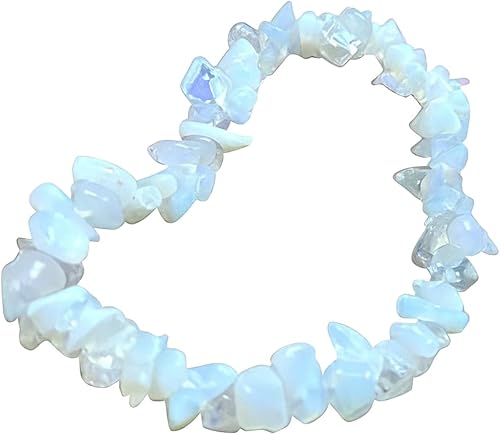HiJet Pulsera de chips de chakra opalita que equilibra la energía positiva, armonía y suerte, natural, genuina moda, Vidrio