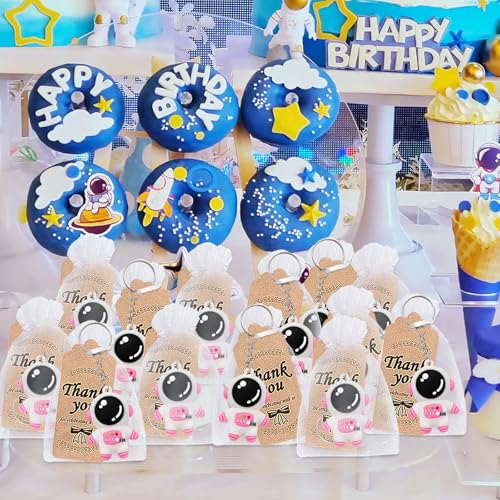 Image of 24 Pack Pink Astronaut Keychains Party Favors for Space Themed Baby Shower, Outer Space Party Goodie Bag Fillers, Birthday, School Carnival Rewards, Classroom Prize