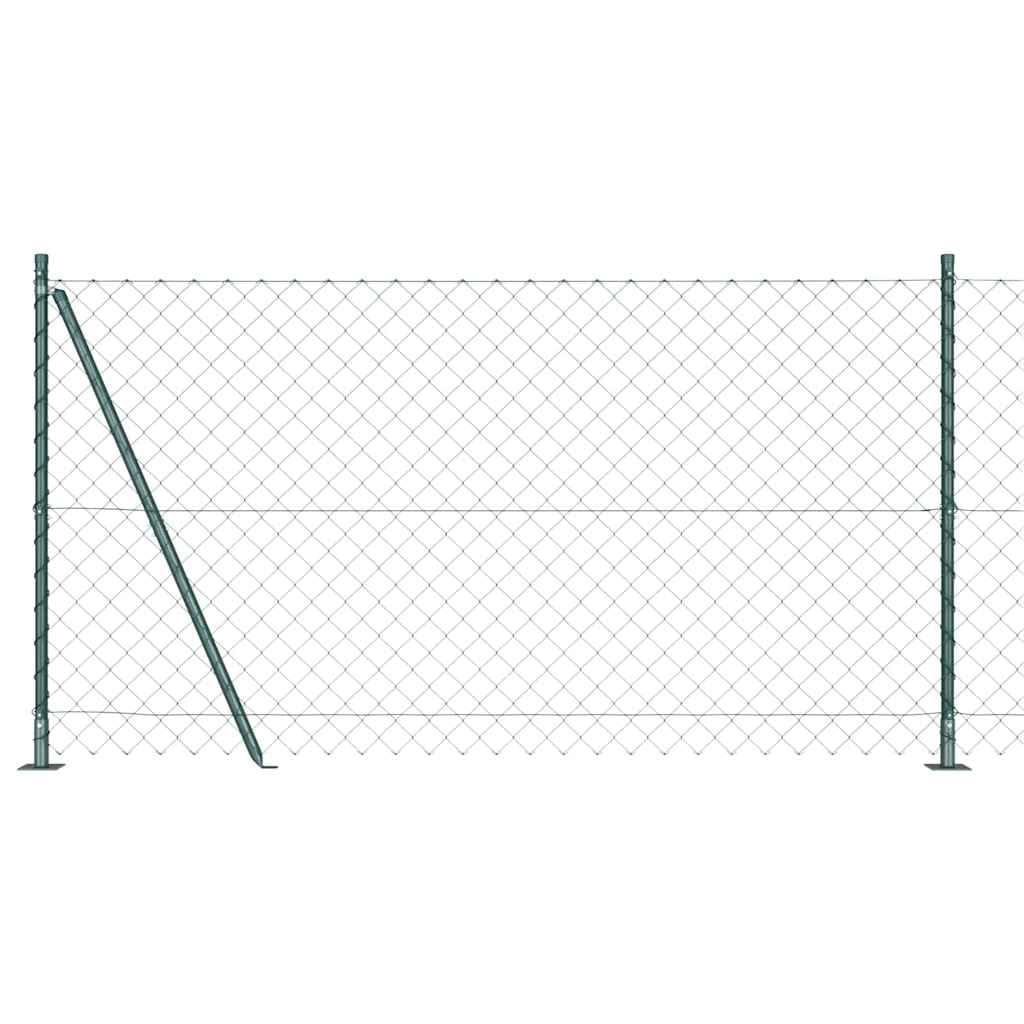 Zielone ogrodzenie ogniwowe łańcucha ze słupkami, 1,2 x 10 m, wytrzymała stal, odporna na warunki atmosferyczne, ochrona przed korozją, do ogrodu, na taras