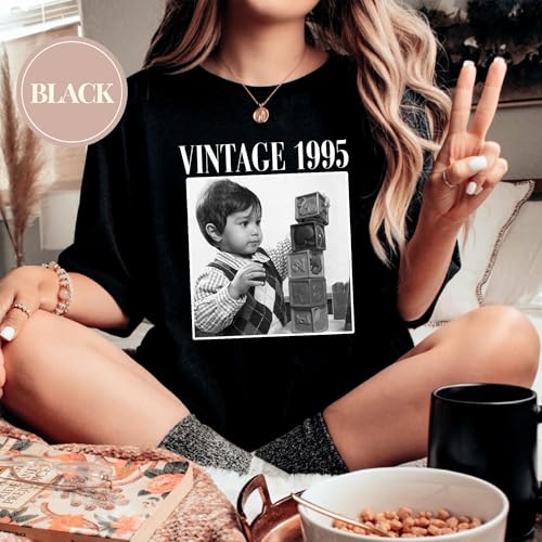 Custom Vintage Est 1995 Birthday Tshirt, Vintage 30th Birthday Photo and Year Shirt, Custom Shirt with Picture, Personalized 30th Birthday Gift Multi3