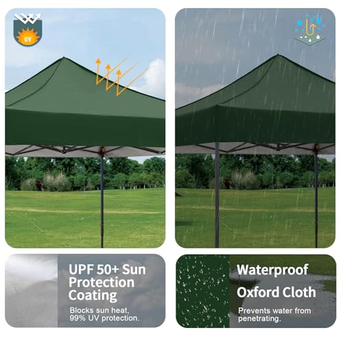 10x10 Durable Pop Up Canopy Tent with Sidewalls, Waterproof Attachable Tent Wall, Privacy Shade for Outdoor Events, Camping, Farmers Market (Deep Green) by Puxzlntz - Image 5