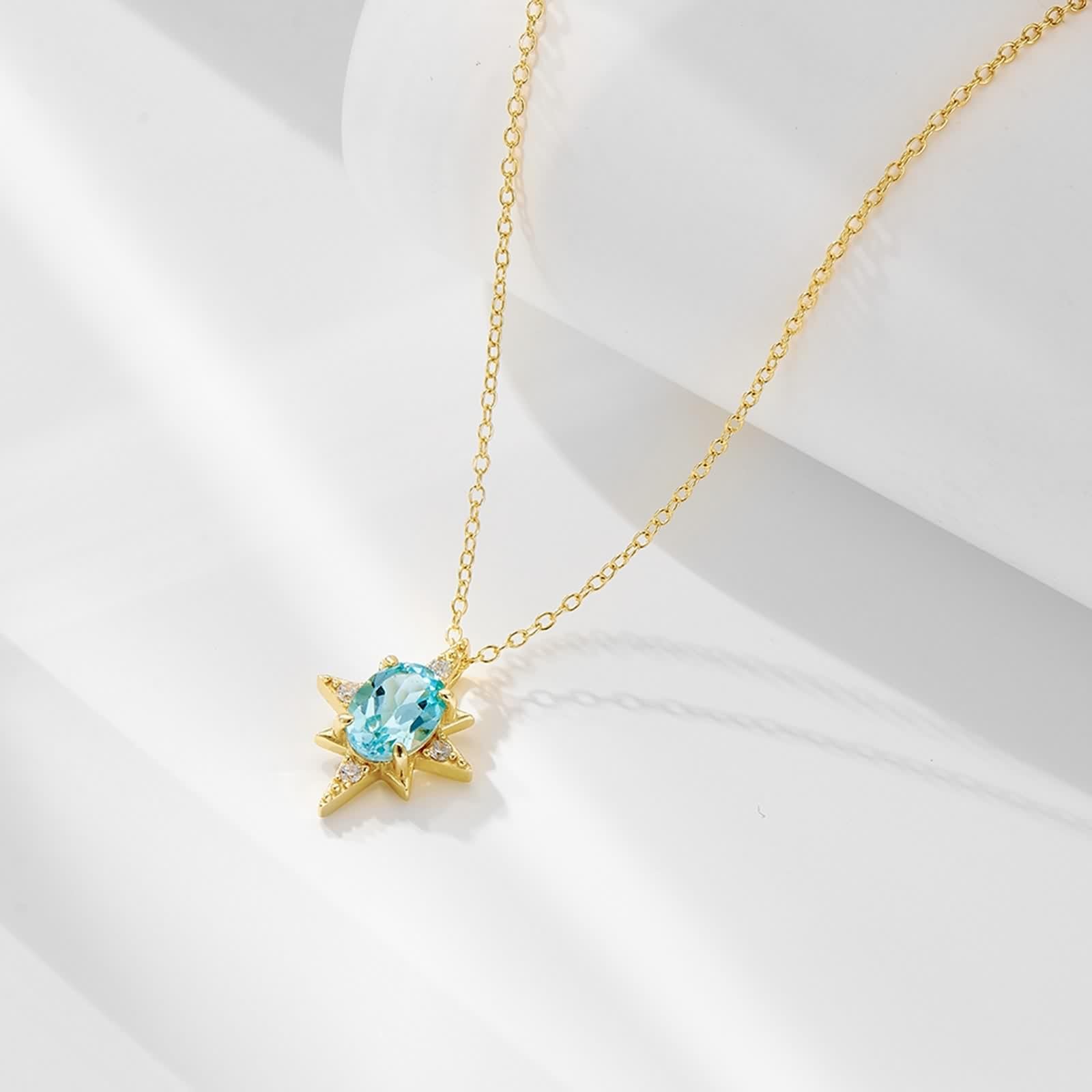 Collana Topazio Donna, Collana Lunga Moda Ciondolo Catenina Vero Oro Giallo 9K/14K/18K con Moissanite Elegante Oro 40+5cm