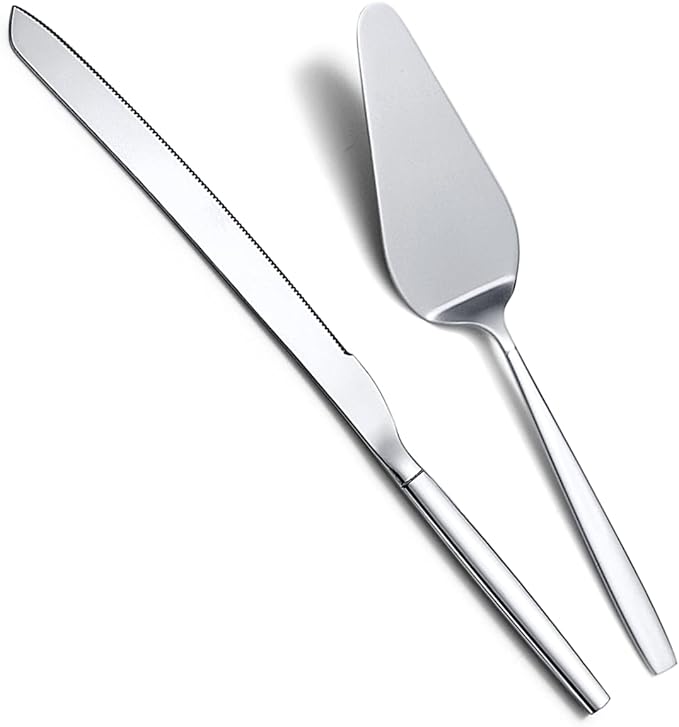 Berglander Wedding Cake Knife and Server Set, Stainless Steel Cake Cutting Set For Wedding Include Cake Cutter And Cake Server Perfect For Wedding, Birthday, Parties and Events