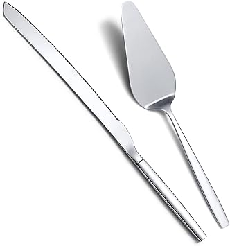 Berglander Wedding Cake Knife and Server Set, Stainless Steel Cake Cutting Set For Include Cake Cutter And Cake Server Perfect For Wedding, Birthday, Parties and Events