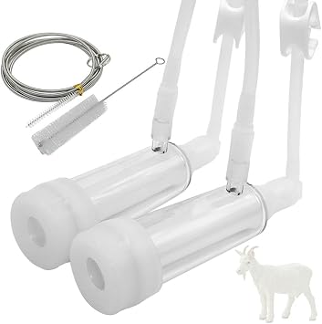 Milking Machine Accessory Double Head Teat Cup, Standard Size 20mm, for Goat and Cleaning Brush