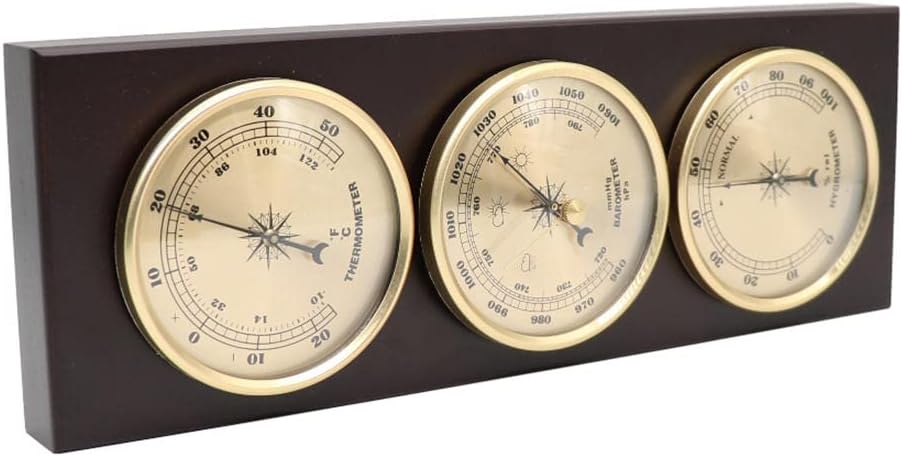 Home Weather Station Wall Mounted Barometer, Thermometer, Hygrometer, Barometer, Weather Station, Indoor and Outdoor Barometer(Gold)
